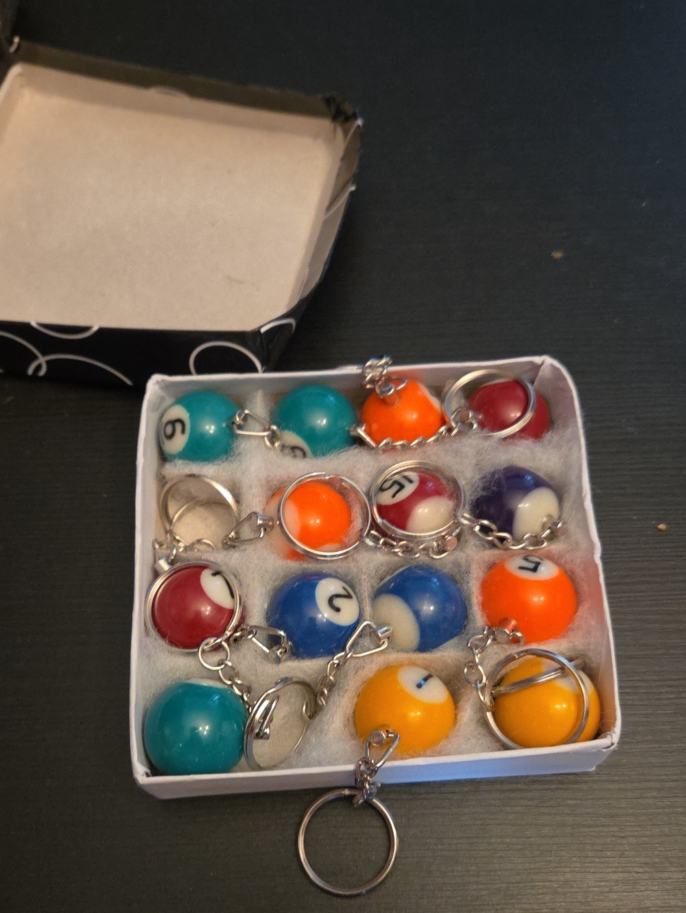 Billiard Ball Keychain Set of 14 Assorted Colors